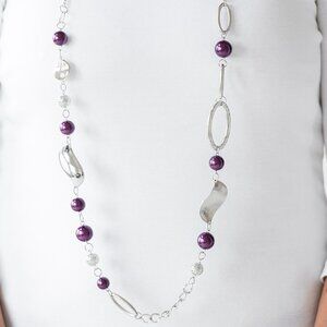 Paparazzi Silver and Purple Necklace and Earring Set